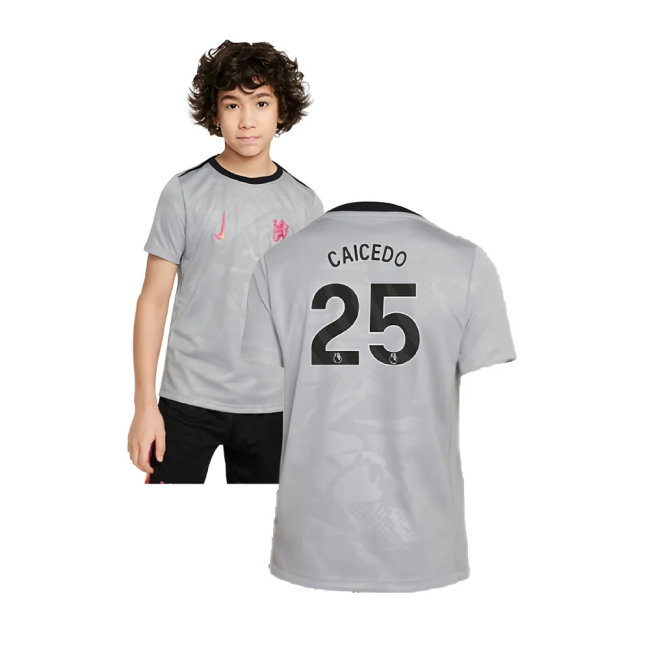 2024-2025 Chelsea Third Academy Pre-Match Shirt (Grey) - Kids (Caicedo 25)-SoccerKits Hub | Buy Soccer Jerseys Online